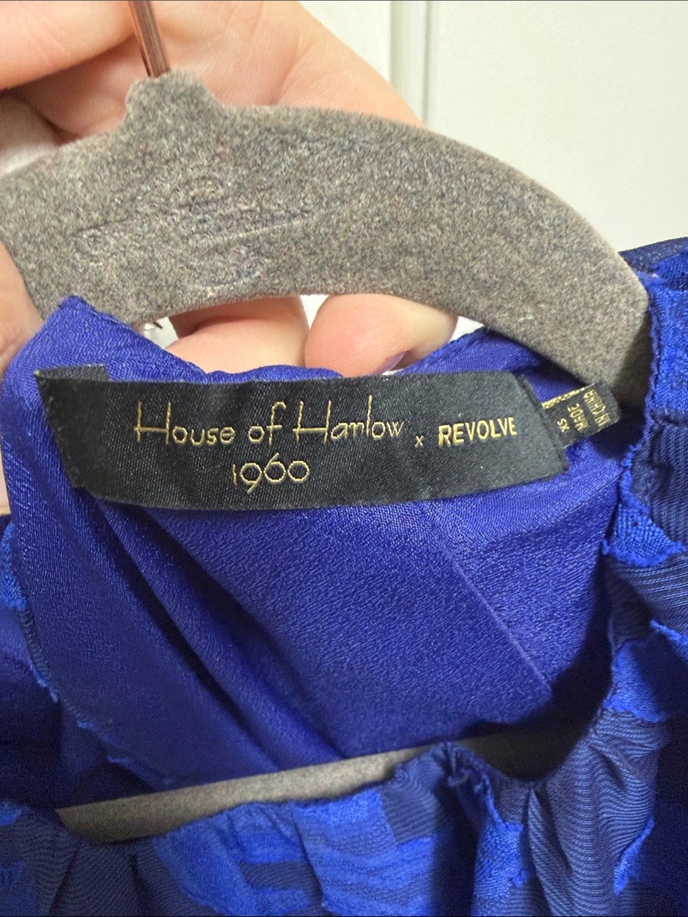 House of Harlow 1960 Royal Blue Floral Puff-Sleeve Tie-Front Blouse - Picture 4 of 4